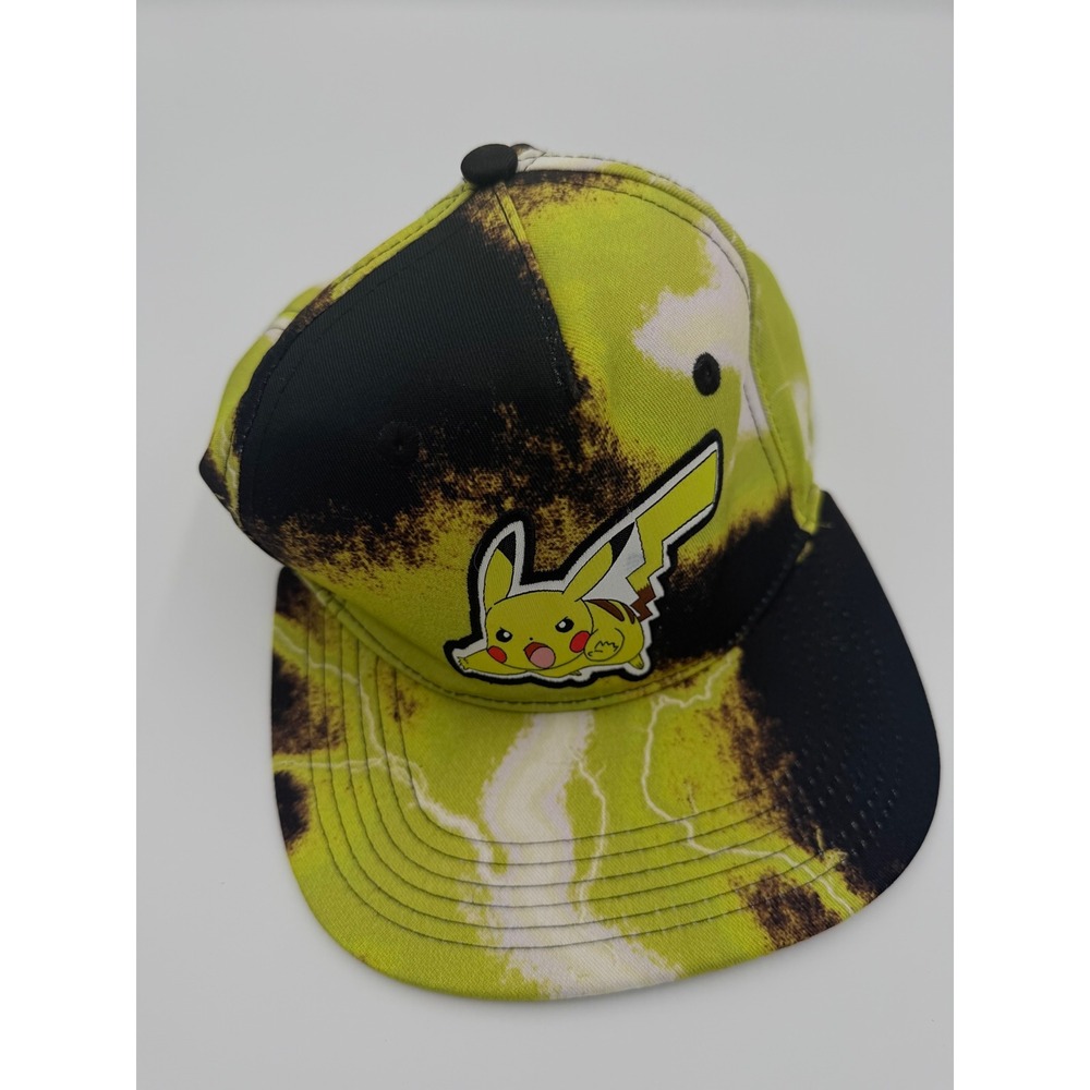 Bioworld Pokemon Pikachu Snapback Hat Tie Dye Lightning Bolt Black Green OSFM